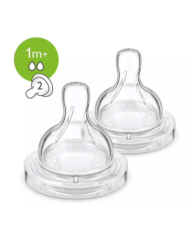 Avent 2 Tétines Classic Anti-Colic Débit Lent 1M+