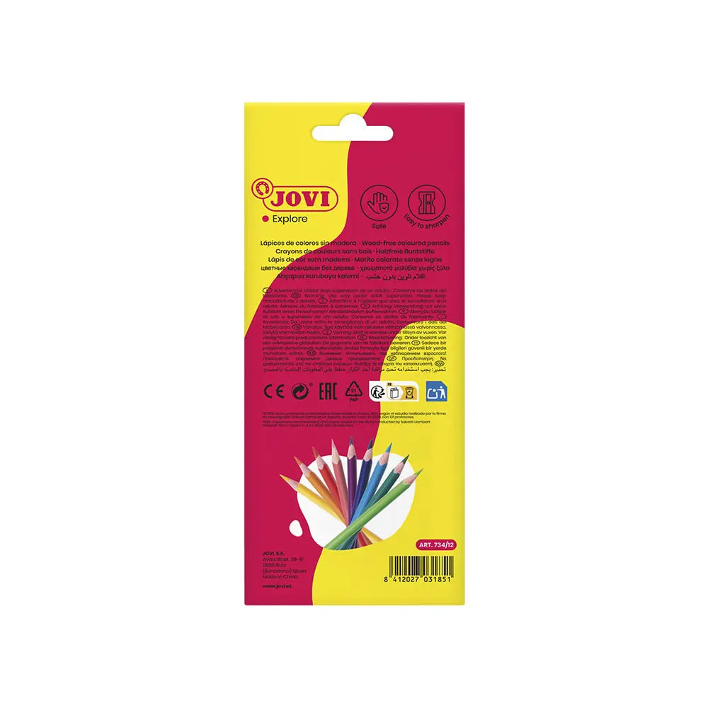 Pack Scolaire Jovi 36 Pièces – 12 Crayons De Couleur, 12 Feutres Lavables, 12 Cires – Matériel Art Et Coloriage Enfants - 9