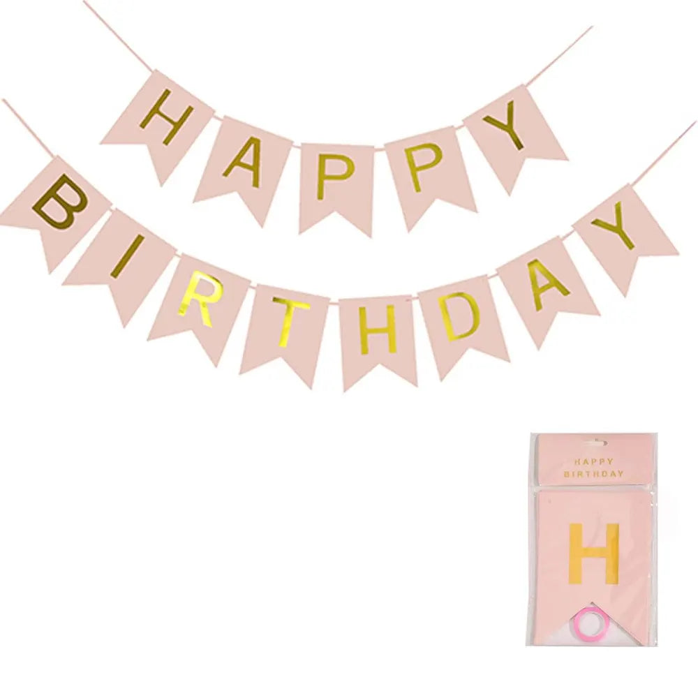 Bannière Happy Birthday - Rose Glitter