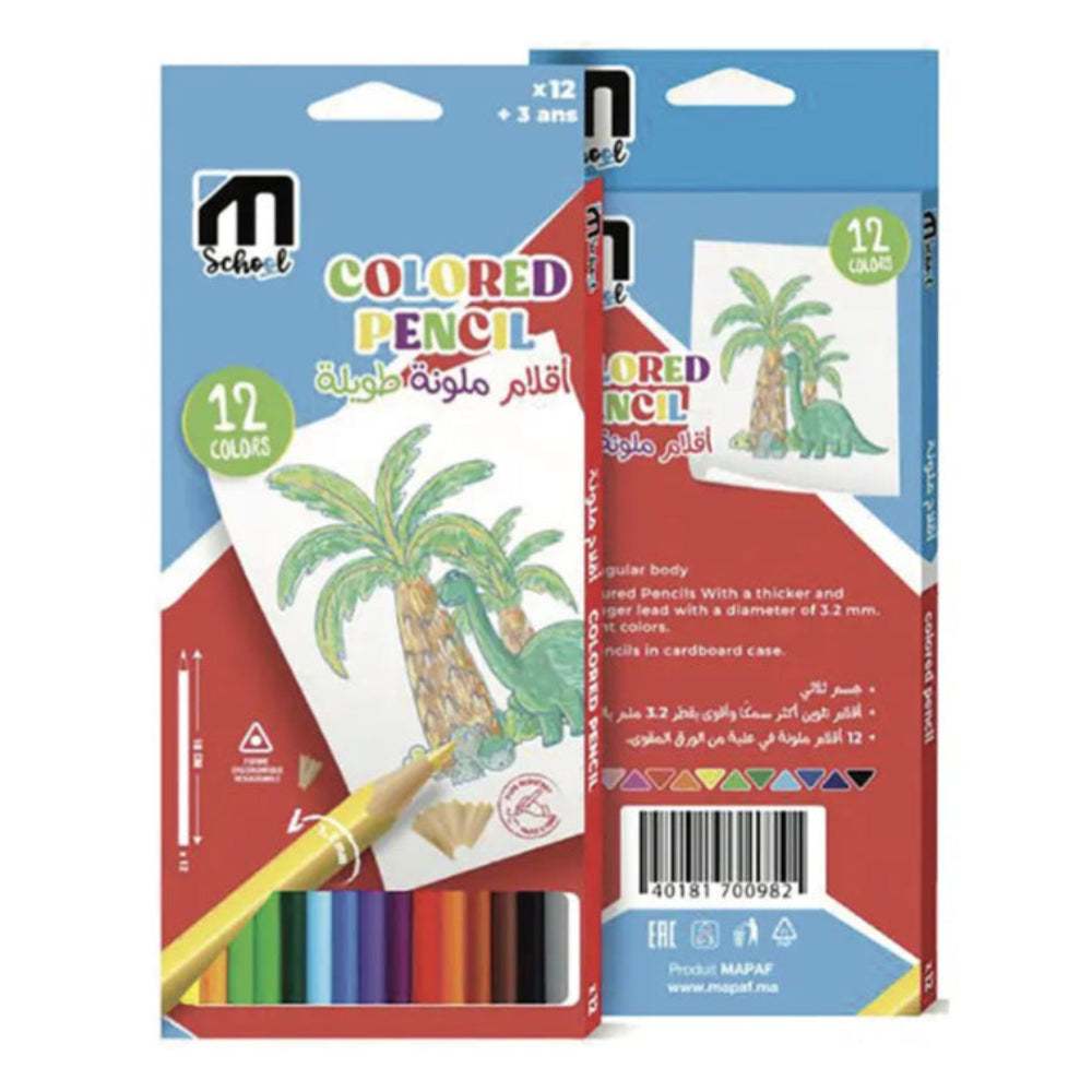 M.School Boîte de 12 Crayons de Couleur Triangulaires