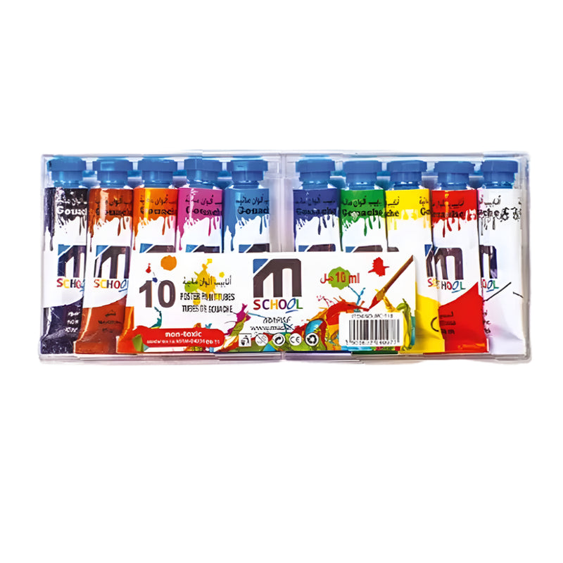 M.School Gouache Paints - 10 Tubes in Plastic Box