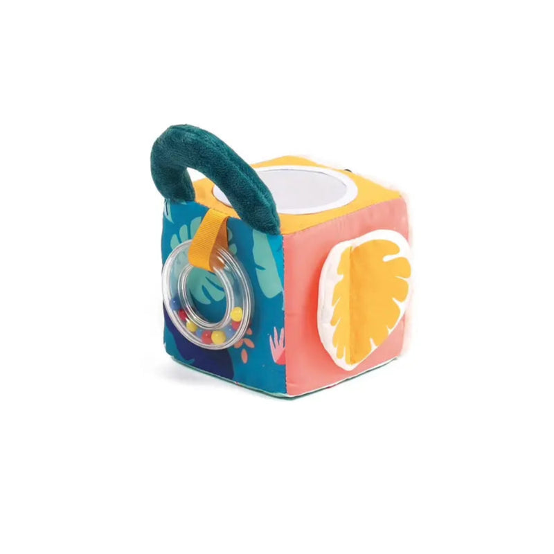 Ludi Fabric Cube with Sensory Leaf - 0M+