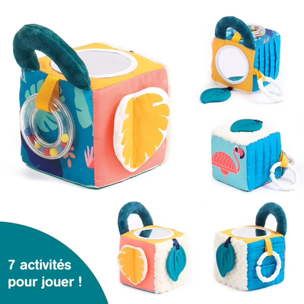 Ludi Cube en Tissu avec Feuille Sensorielle