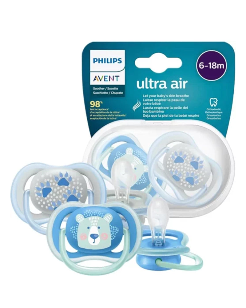 Avent Lot de 2 Sucettes Ultra Air 6-18m - Ours