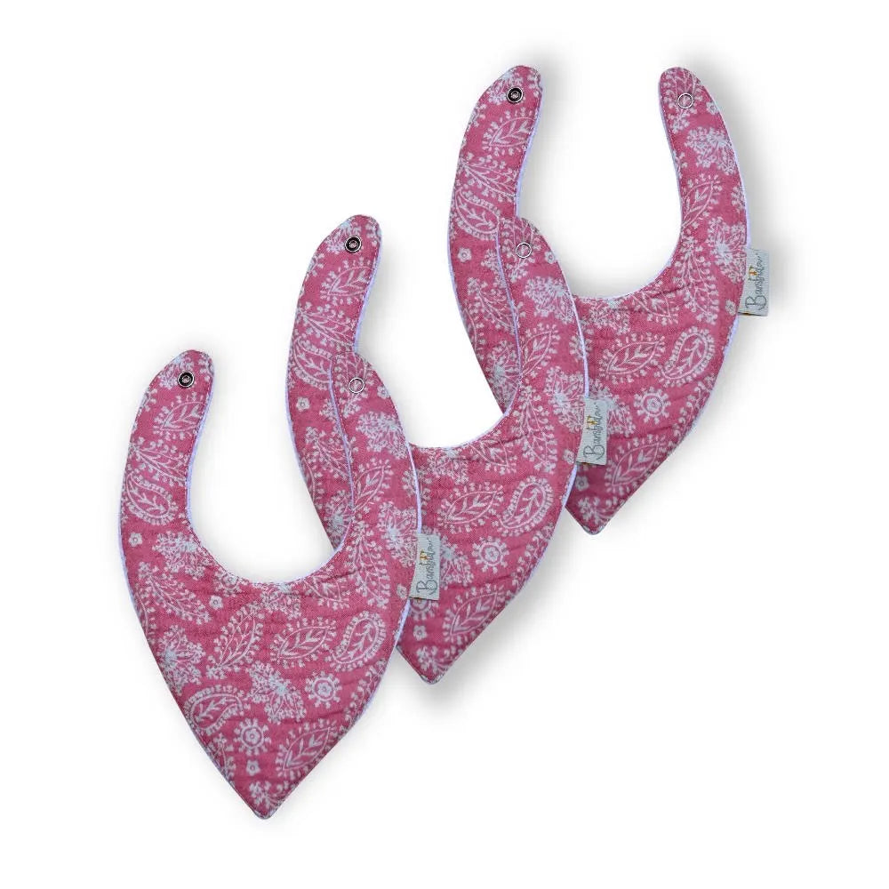 Bambidou Pack of 3 Bandana Bibs Pink Muslin