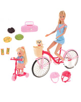 Defa Lucy Doll with Bicycle & her Little Girl 3A+