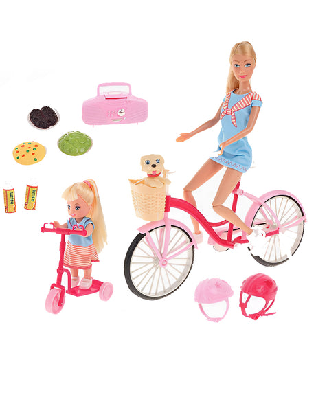 Defa Lucy Doll with Bicycle & her Little Girl 3A+