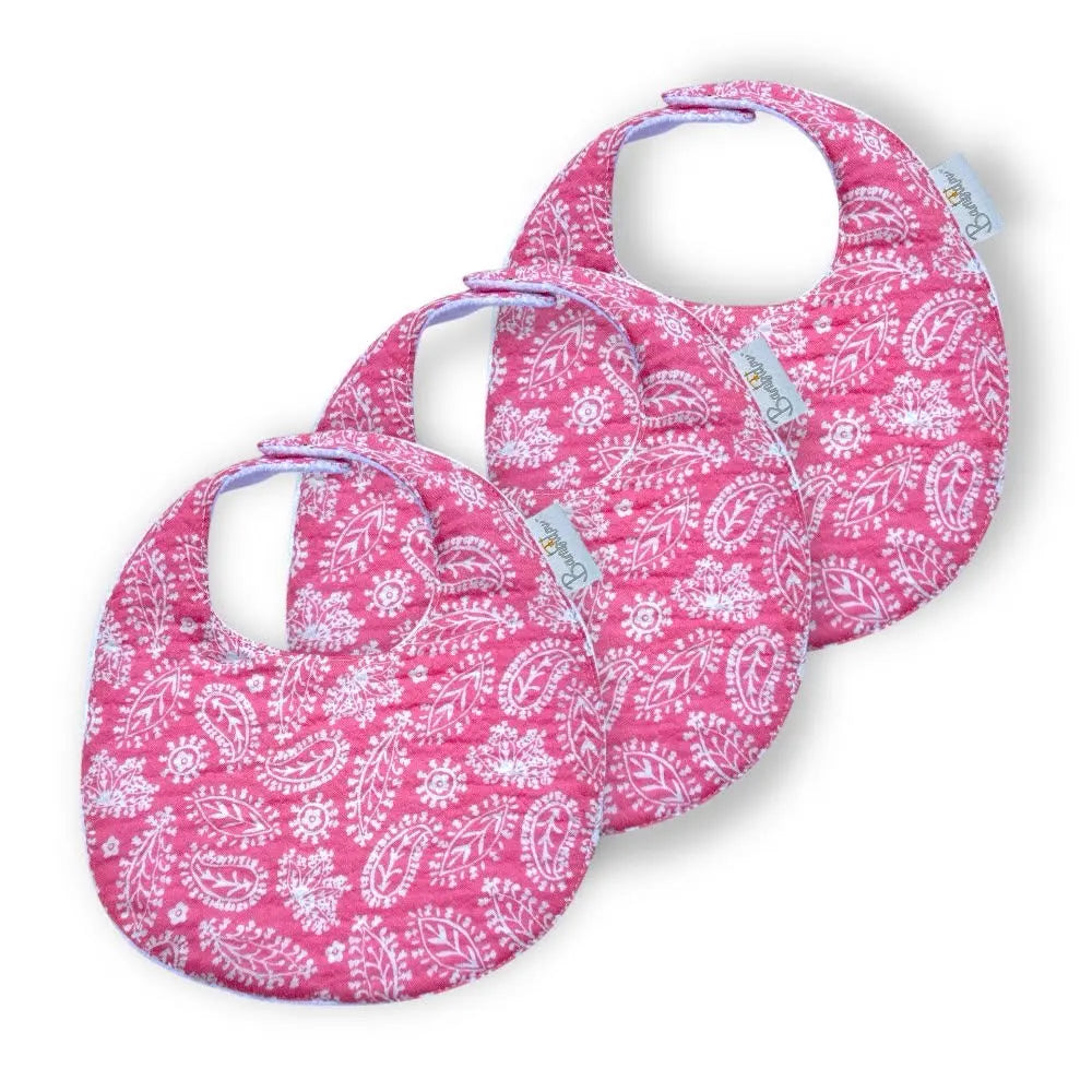 Bambidou Pack of 3 Classic Muslin Bibs Pink