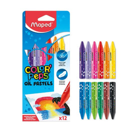 Maped Crayons de Cire Pastel à l’Huile en Boîte de 12