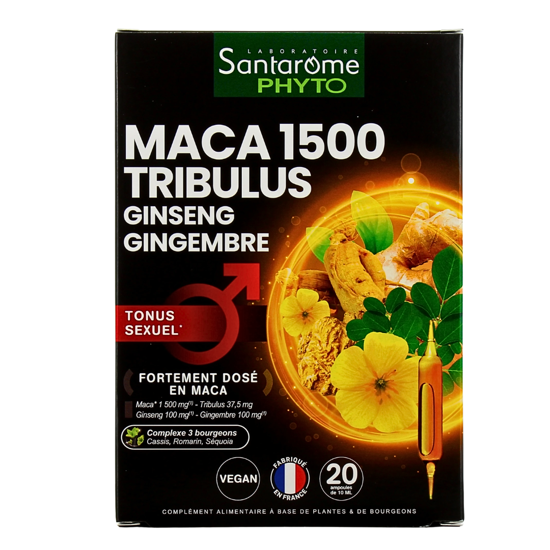 Santarome Maca 1500 Tribulus – boîte de 20 ampoules