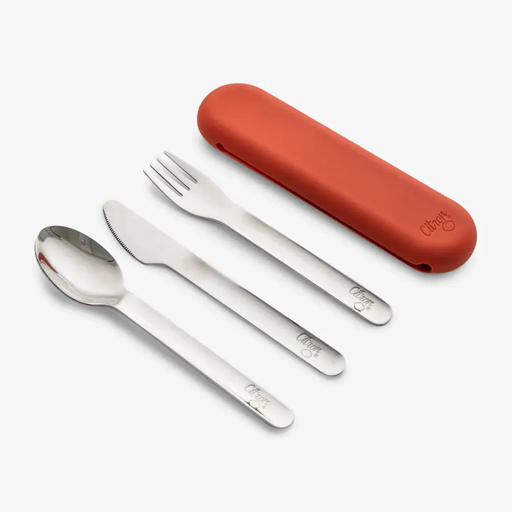 Citron Set de Couverts avec Étui en Silicone - Brique