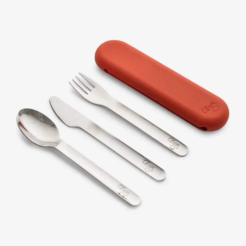 Citron Set de Couverts avec Étui en Silicone - Brique