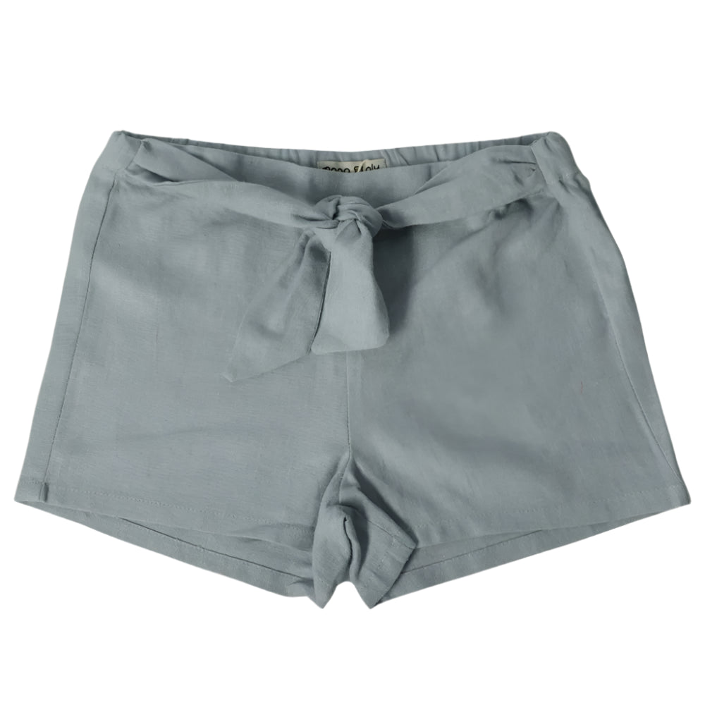 Short Loly avec Ceinture Nouée - Bleu Gris