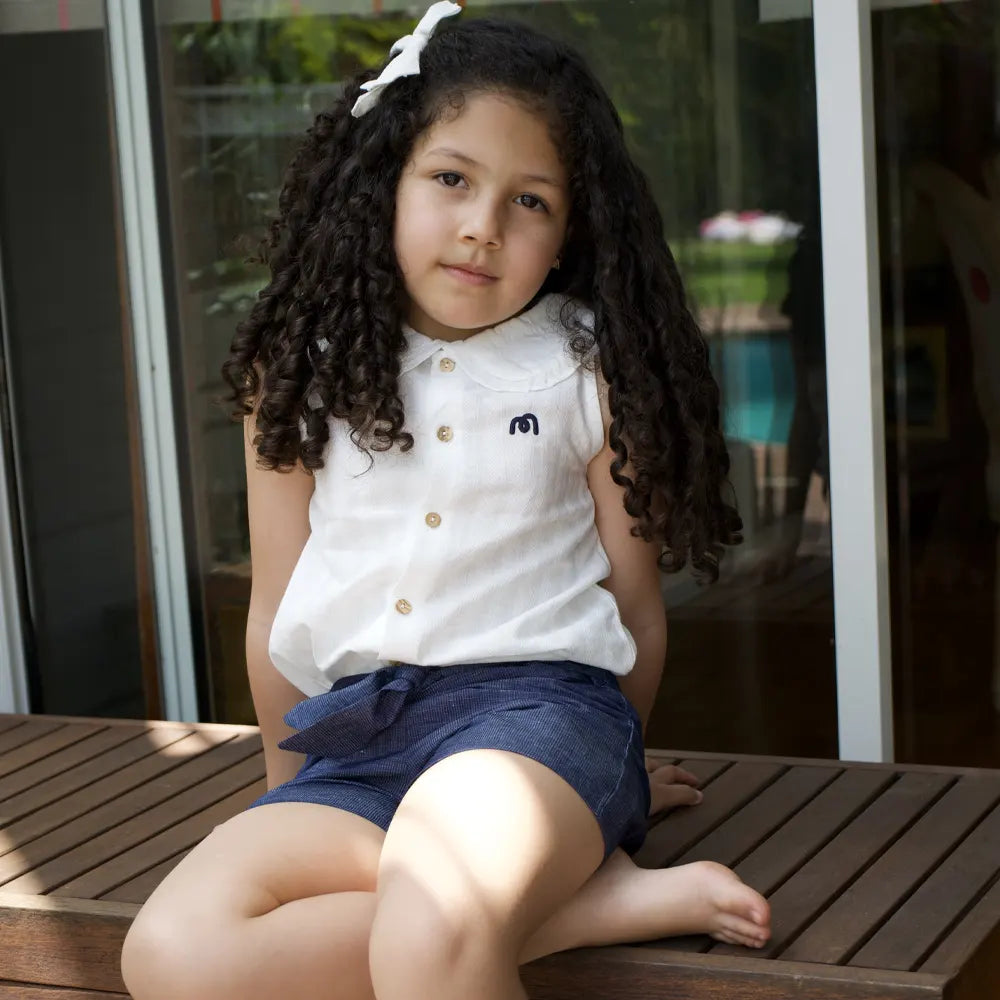 Loly Shorts with Tie Belt - Denim Blue