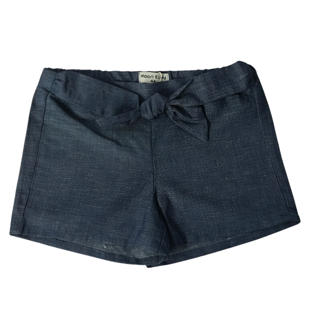 Short Loly avec Ceinture Nouée - Bleu Jean