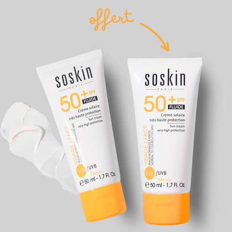 Soskin Lot de 2 Crèmes Solaires Fluide SPF50+ – 50 ml
