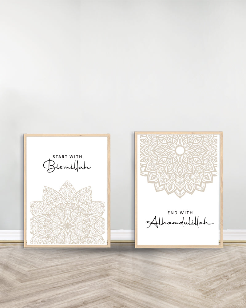 Ensemble de 2 Tableaux décoratifs - Start | End - Bois