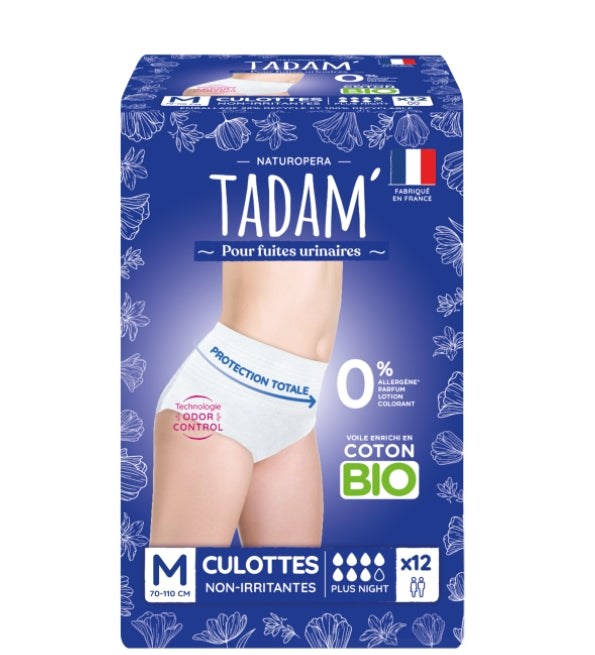 Paquet de 12 culottes TADAM fuites urinaires Plus Nuit taille M
