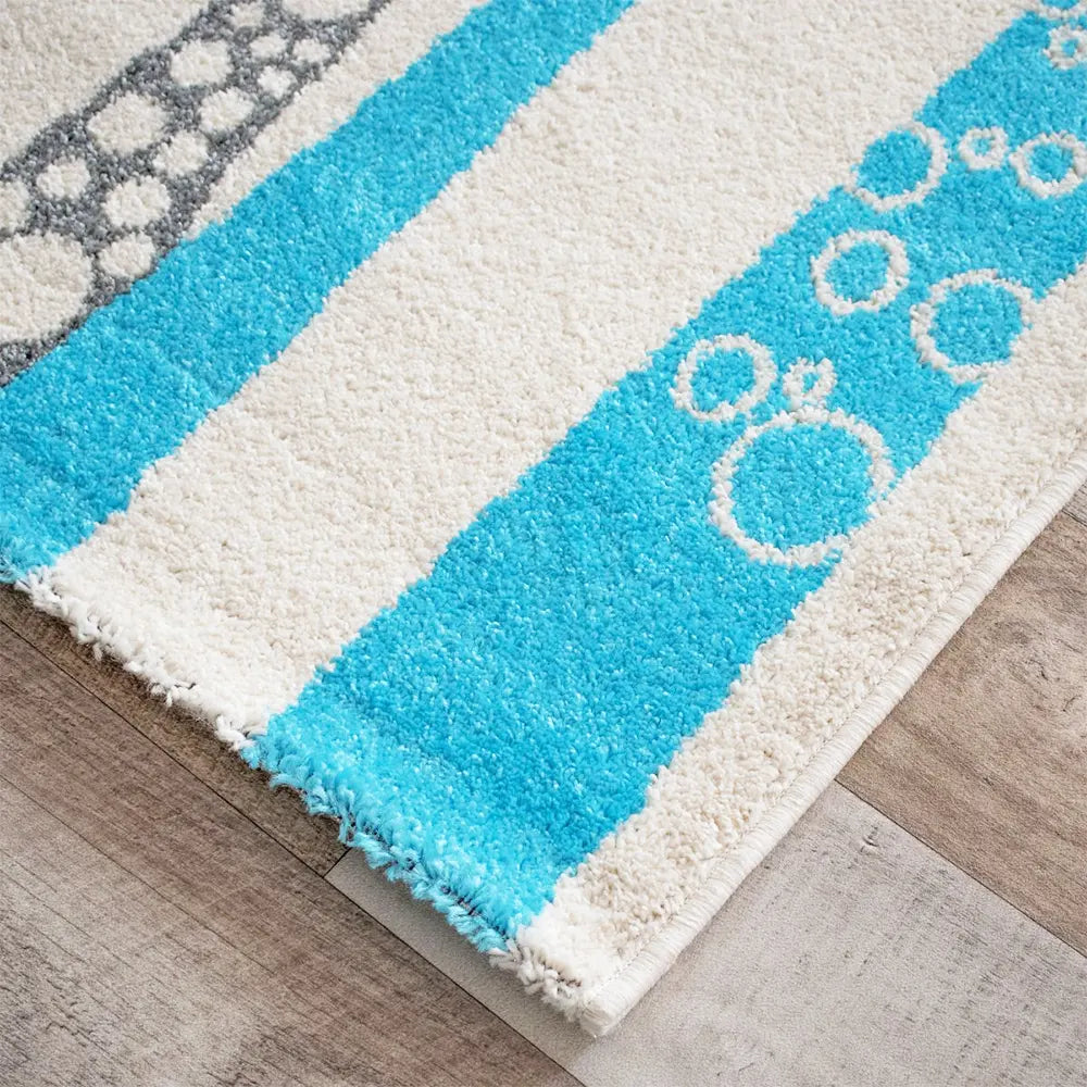 Tapis Zyrafa Crème Turquoise