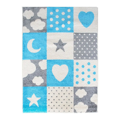 Tapis Starlove Turquoise Gris Crème