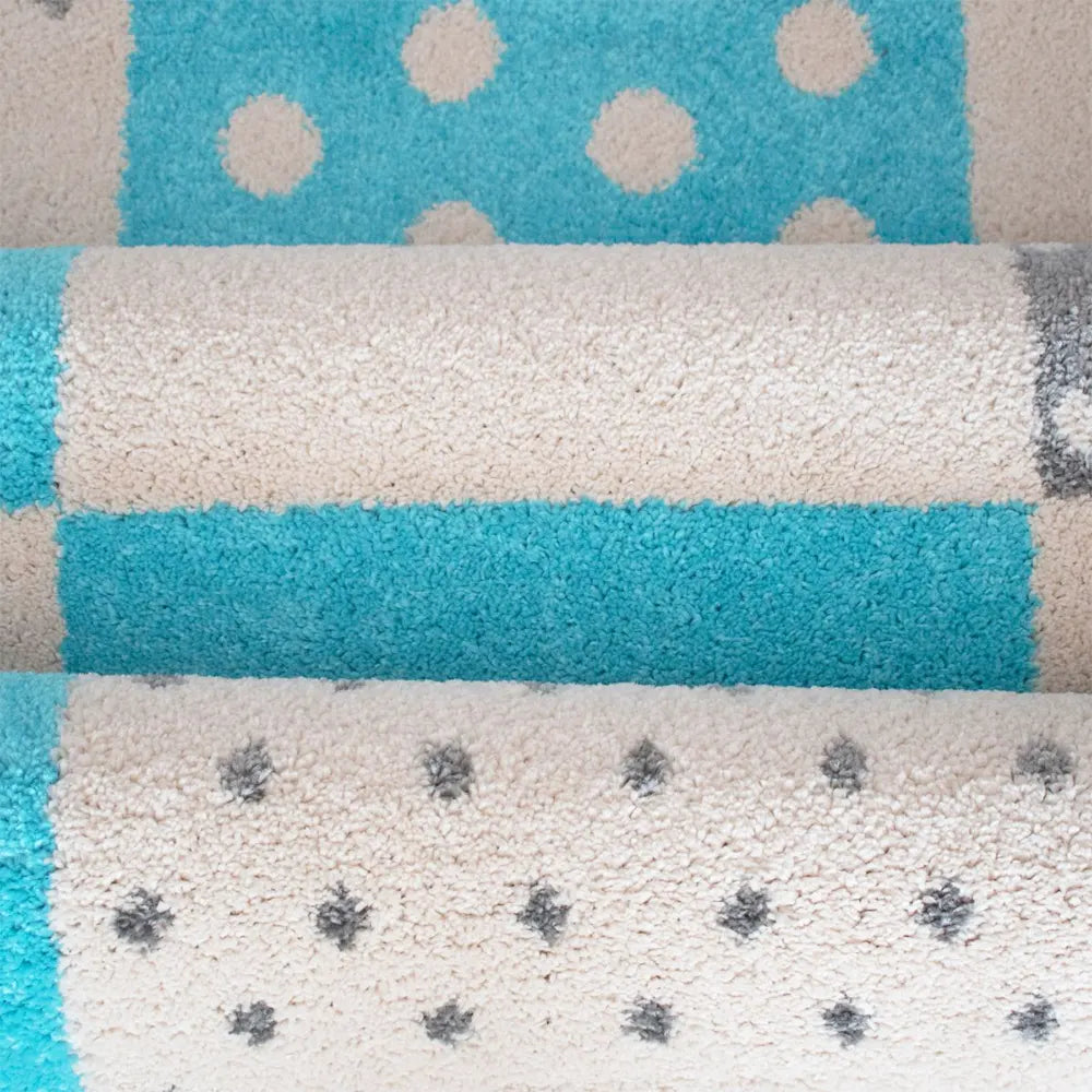 Tapis Starlove Turquoise Gris Crème