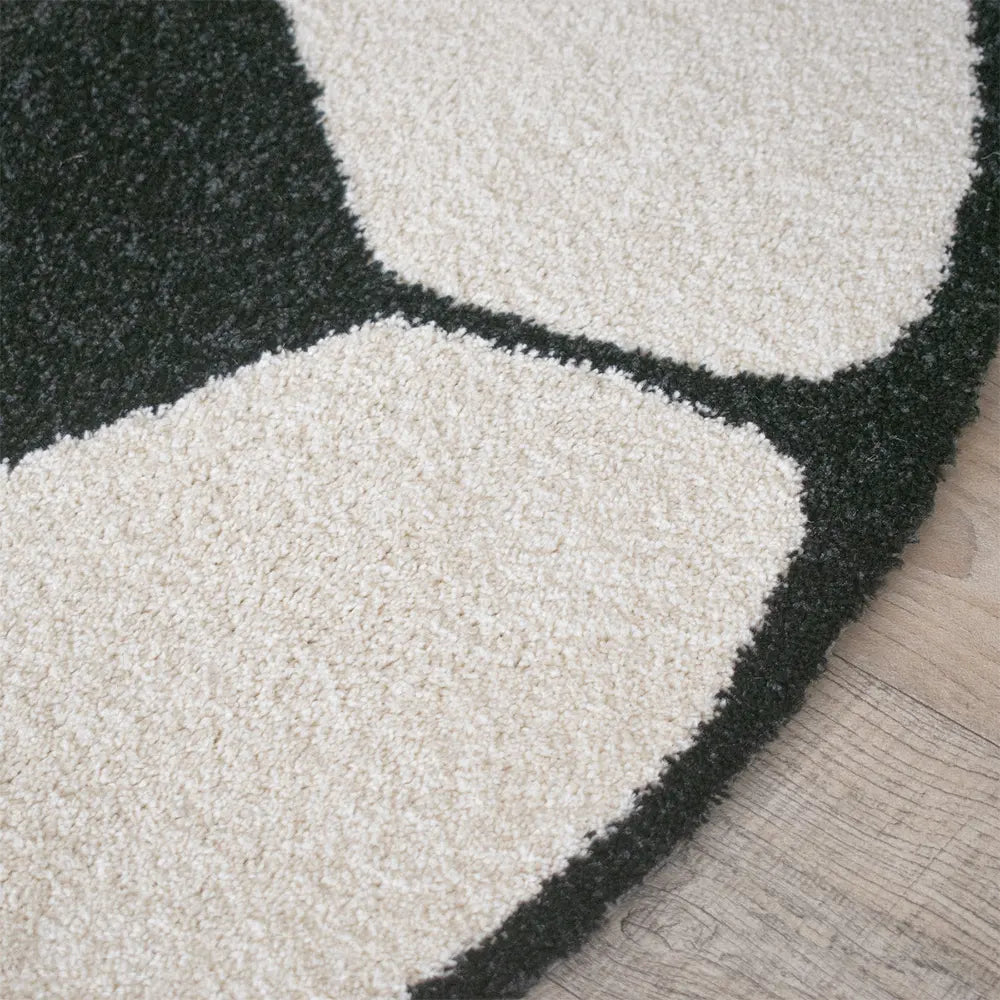 Tapis Rond Ballo Noir Blanc