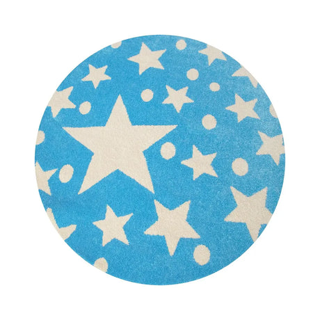 Tapis Rond Etoilino Turquoise Crème