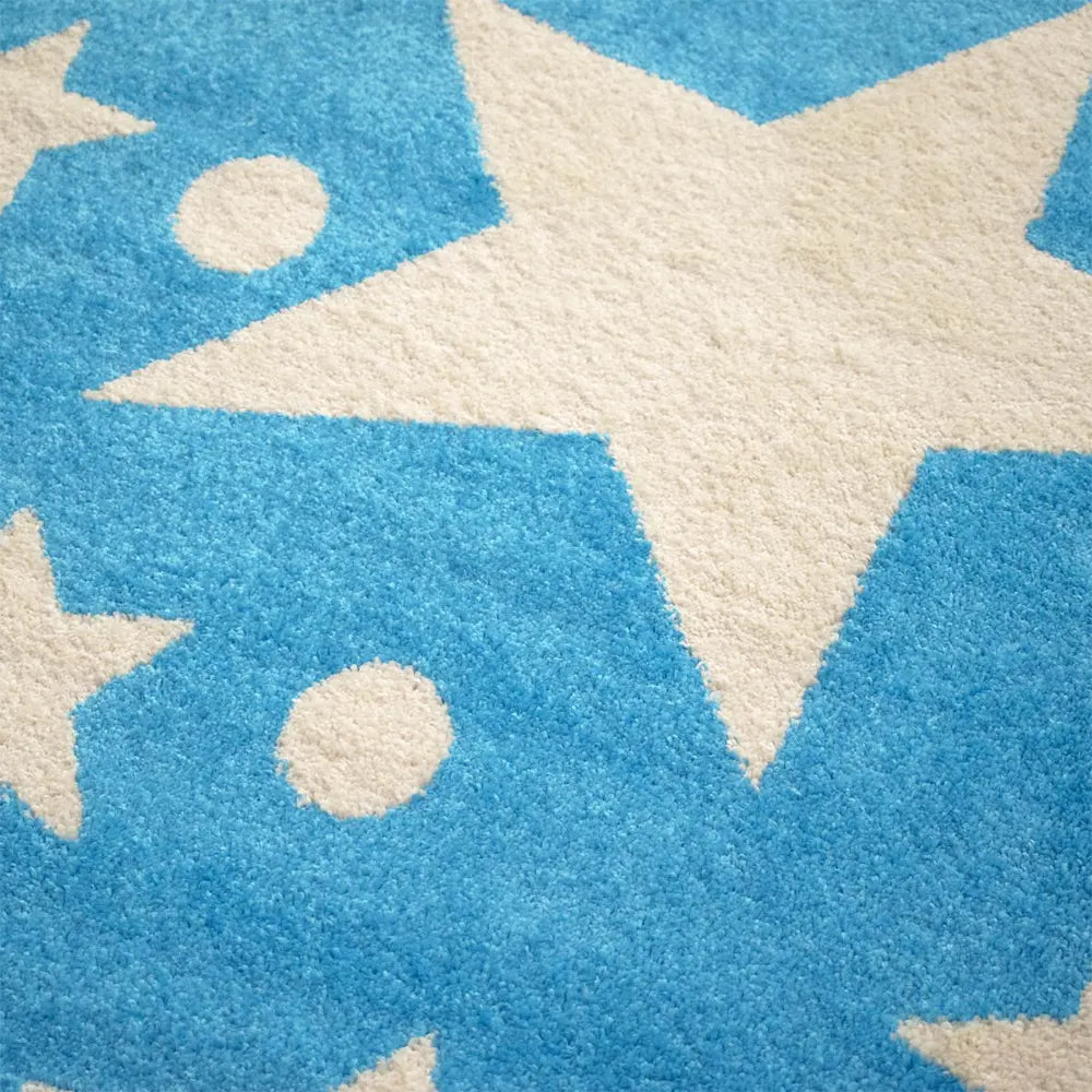 Tapis Rond Etoilino Turquoise Crème