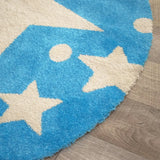 Tapis Rond Etoilino Turquoise Crème