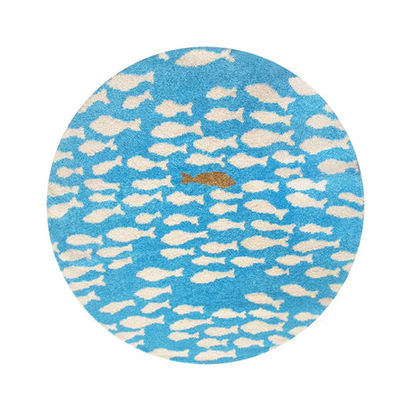 Tapis Poissina Turquoise Crème