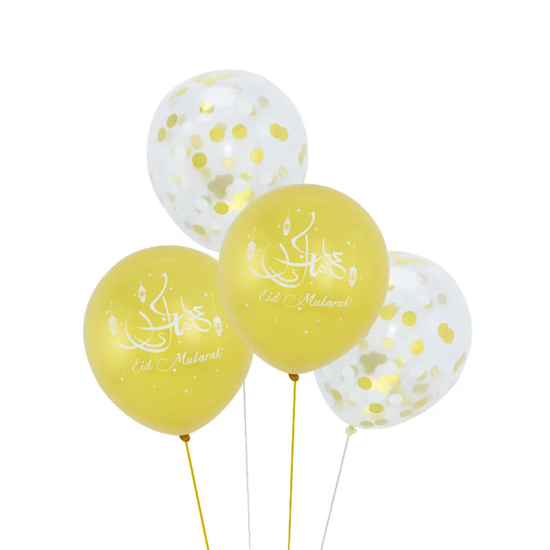 Lot de 6 Ballons Imprimés et Confettis Eid – 30 cm