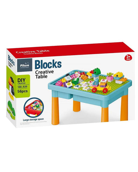 Table avec Blocks Creative 56 Pièces 3A+ - Bleu