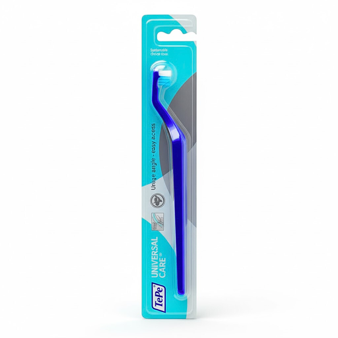 Brosse à dents TePe Universal Care à tête inclinée – vue du produit