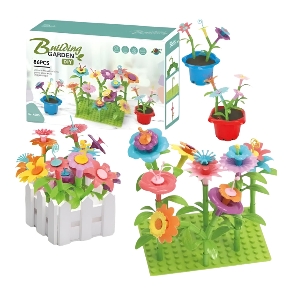 Juego de construcción de jardín Bloques educativos de flores