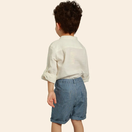 Short Moon Rayé pour Garçon - Bleu et Blanc
