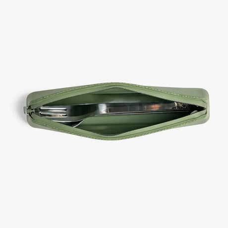 Citron Set de Couverts en Acier Inoxydable avec Pochette – Vert