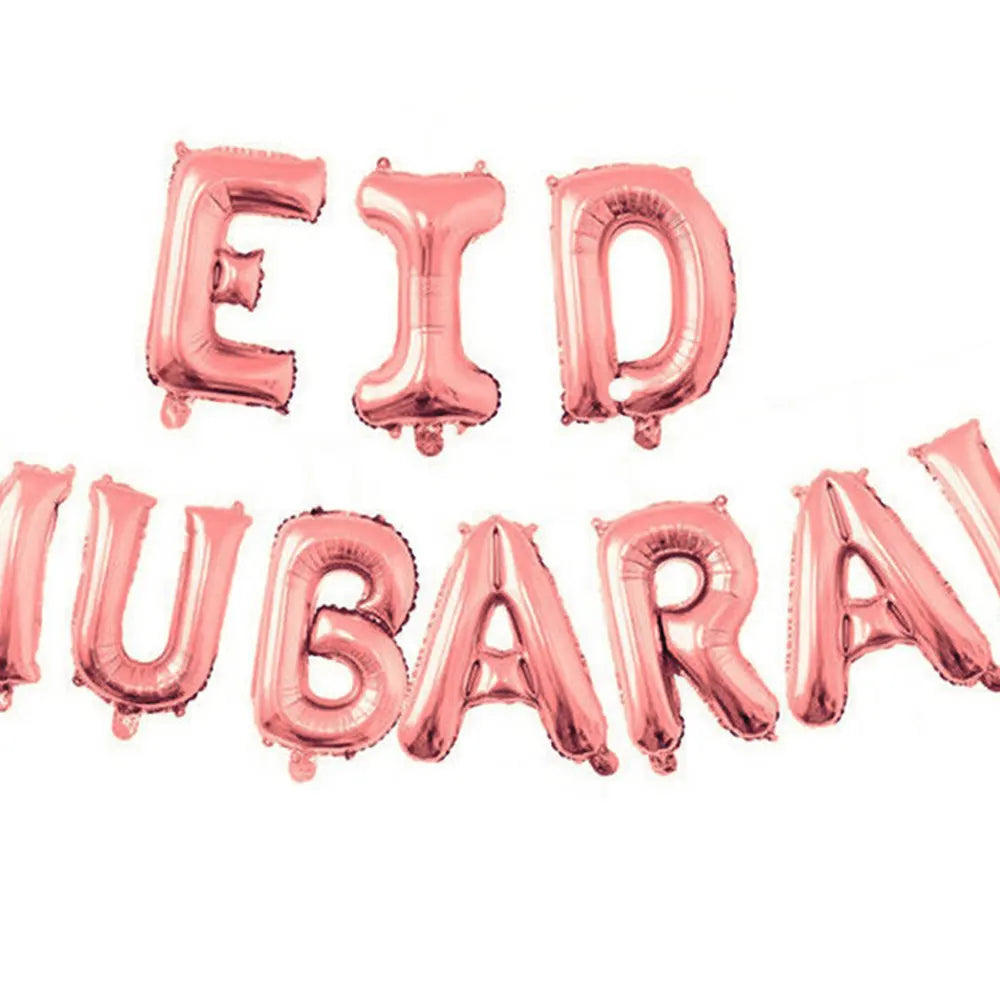 Eid Mubarak Aluminum Banner, 10 Pieces – Rose Gold
