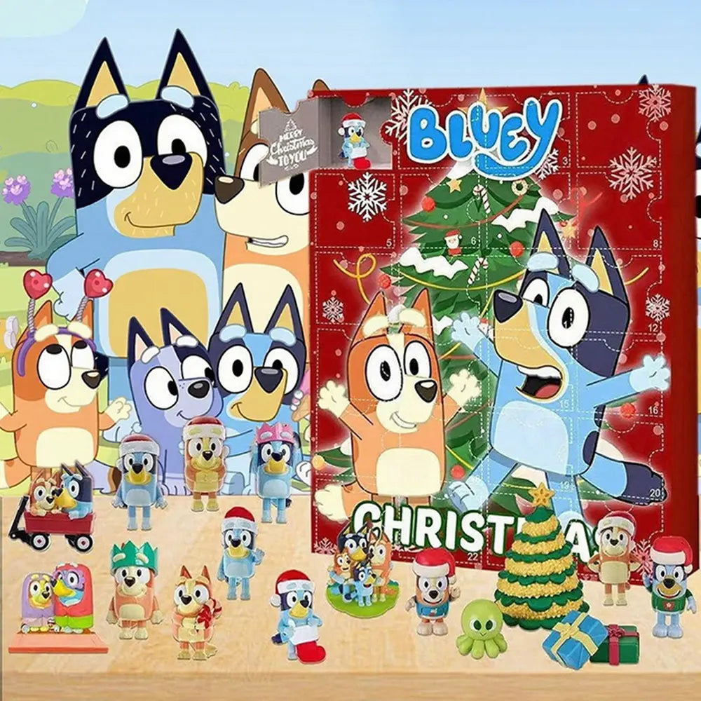 Calendrier de l'Avent Bluey Amazing Box 24 surprises rouge - ambiance