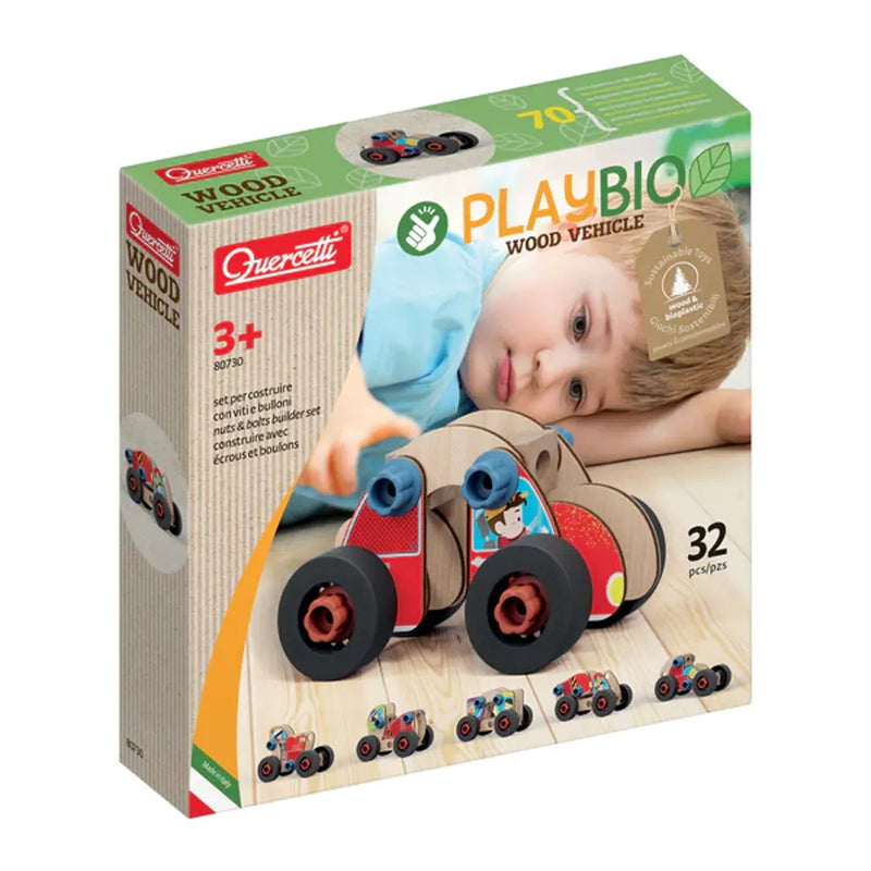 Quercetti Wooden Construction Game Vehicle Assembly - 3Y+
