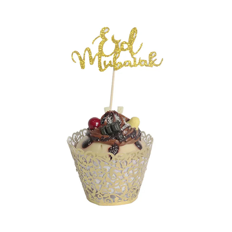 Topper et Caissettes Artistiques de Cupcakes pour Aïd – Doré