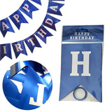 Happy Birthday Banner - Blue & Silver