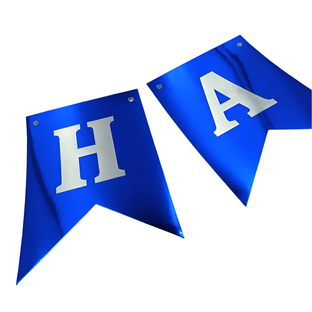 Happy Birthday Banner - Blue & Silver