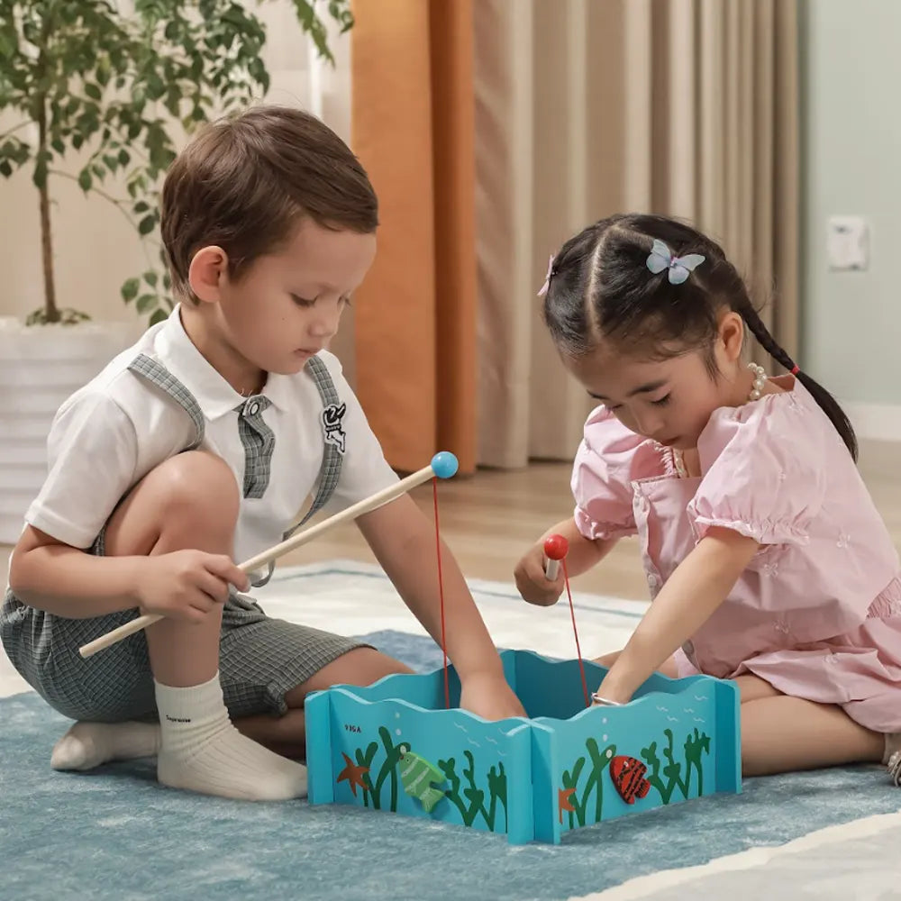 Viga Toys Jeu de Pêche Magnétique en Bois – 24M+