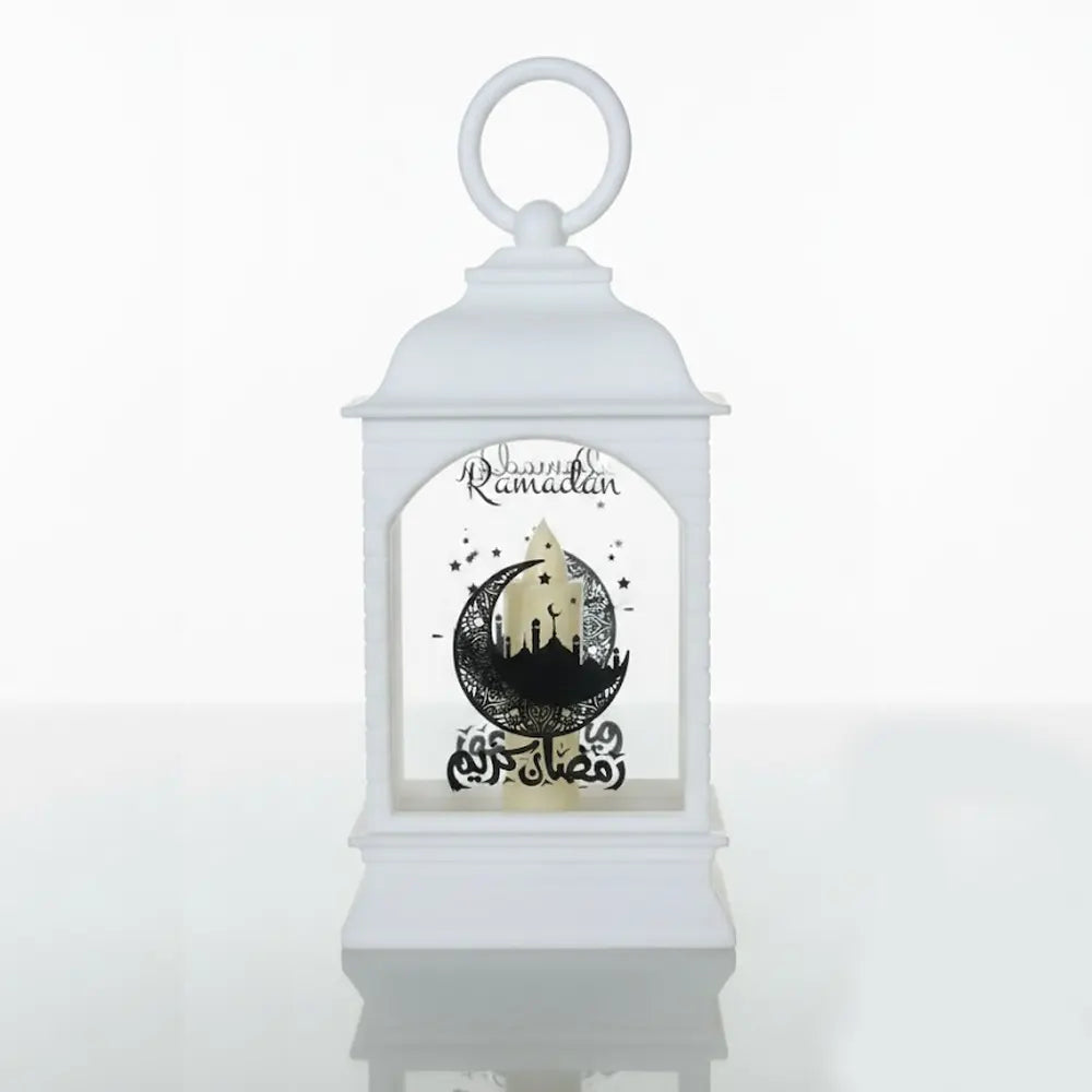Lantern with Artificial Ramadan Candle - White