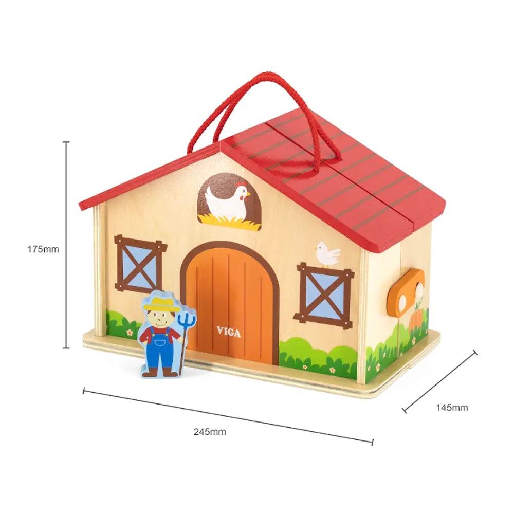 Viga Toys Ferme en Bois avec Animaux et Accessoires – 2A+
