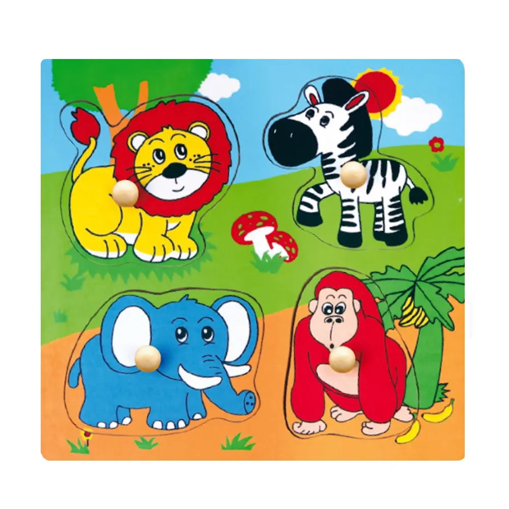 Viga Toys Flat Puzzle with Large Wooden Knob Jungle - 12M+