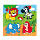 Viga Toys Flat Puzzle with Large Wooden Knob Jungle - 12M+