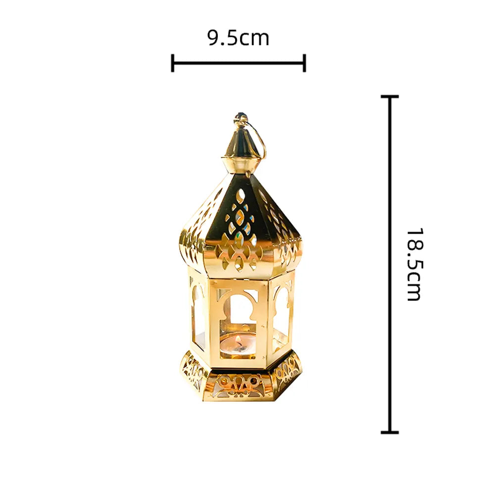 Decorative Metal and Glass Lantern 18.5x9.5cm - Gold