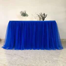 Jupe de table en tulle 426 x 74cm - Bleu Roi