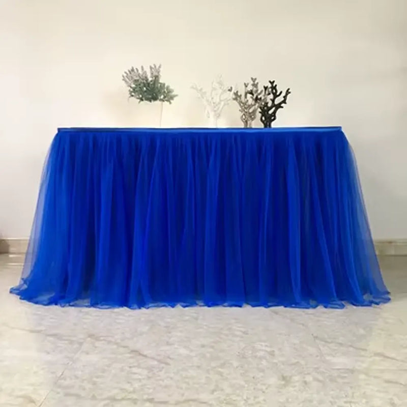 Jupe de table en tulle 426 x 74cm - Bleu Roi